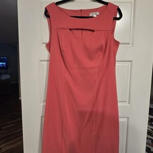 dressbarn Coral Sleeveless Sheath Dress with Front Cutout